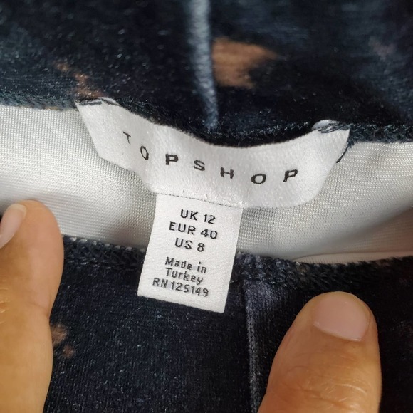 Topshop Tie Dye High Rise Bell Bottom Flared Retro Velvet Pants Size 8 - Picture 2 of 9